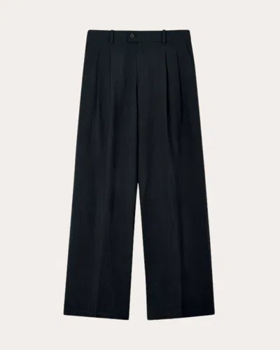 With Nothing Underneath Women's Rampling Cotton Seersucker Wide-leg Trousers