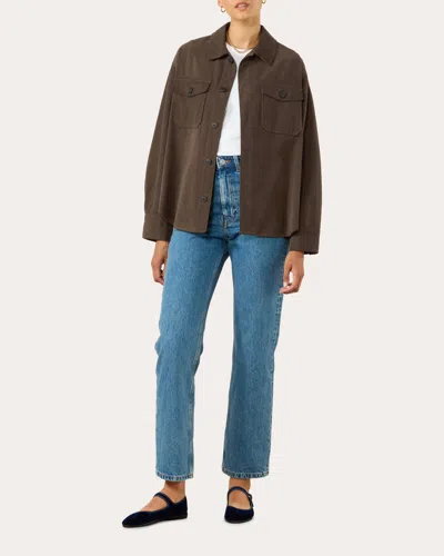With Nothing Underneath Women's Stow Brushed Twill Overshirt In Brown