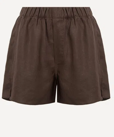With Nothing Underneath Women's The Boxer Chocolate Hemp Shorts In Brown