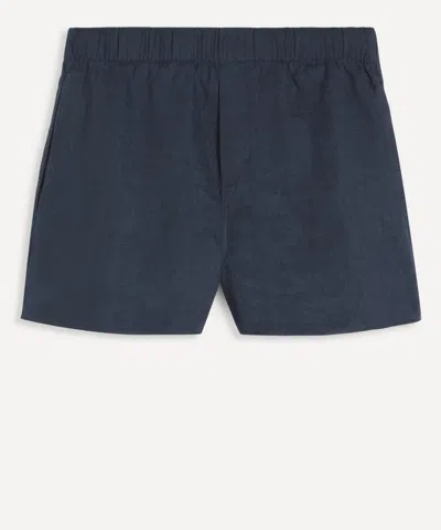 With Nothing Underneath Women's The Boxer Navy Linen Shorts