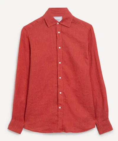 With Nothing Underneath Women's The Boyfriend Cardinal Red Linen Shirt