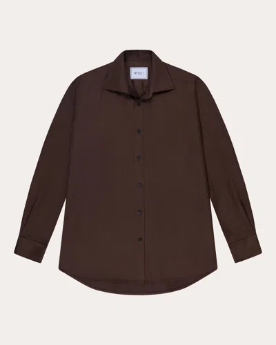 With Nothing Underneath Women's The Boyfriend Fine Poplin Button-up Top In Brown