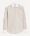 With Nothing Underneath Women's The Boyfriend Fine Poplin Latte Stripe Shirt