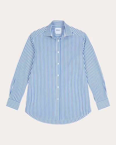 With Nothing Underneath Women's The Boyfriend Fine Poplin Shirt In Blue