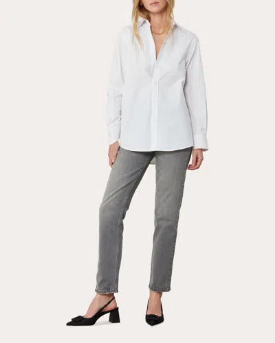 With Nothing Underneath Women's The Boyfriend Fine Poplin Shirt In White