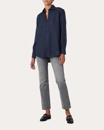 With Nothing Underneath Women's The Boyfriend Hemp Shirt In Blue