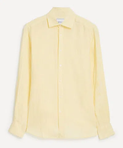 With Nothing Underneath Women's The Boyfriend Linen Lemon Yellow Shirt