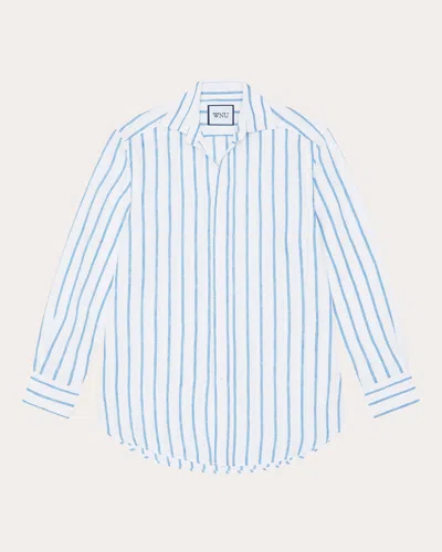 With Nothing Underneath Women's The Boyfriend Linen Shirt In Blue