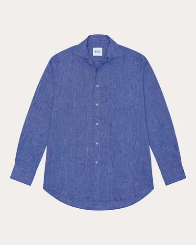 With Nothing Underneath Women's The Boyfriend Linen Shirt In Blue
