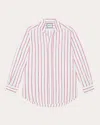 With Nothing Underneath Women's The Boyfriend Striped Linen Shirt In Red