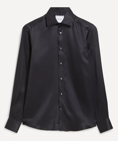 With Nothing Underneath Women's The Boyfriend Silk Onyx Shirt
