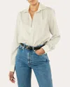 With Nothing Underneath Women's The Boyfriend Stripe Tencel Contrast Button-up Shirt In Silver