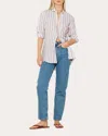 With Nothing Underneath Women's The Boyfriend Striped Linen Shirt In White