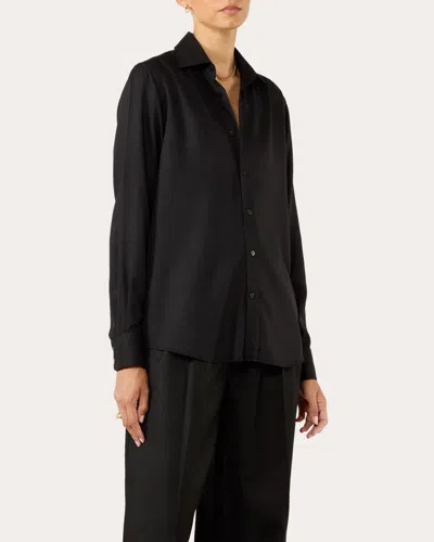With Nothing Underneath Women's The Boyfriend Tencel Button-up Shirt In Black