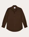 With Nothing Underneath Women's The Boyfriend Tencel Button-up Top In Brown