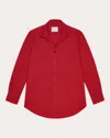 With Nothing Underneath Women's The Boyfriend Tencel Button-up Top In Red