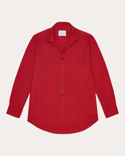 With Nothing Underneath Women's The Boyfriend Tencel Button-up Top In Red
