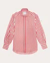 With Nothing Underneath Women's The Boyfriend Striped Tencel Shirt In Red