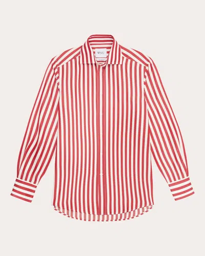 With Nothing Underneath Women's The Boyfriend Striped Tencel Shirt In Red