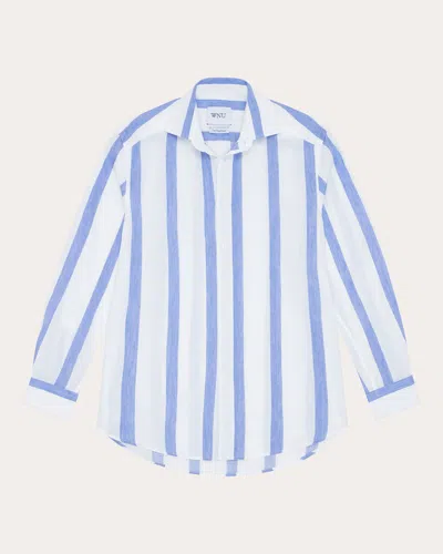 With Nothing Underneath Women's The Boyfriend Striped Linen-cotton Blend Shirt In Blue