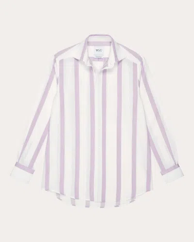 With Nothing Underneath Women's The Boyfriend Striped Linen-cotton Blend Shirt In Purple