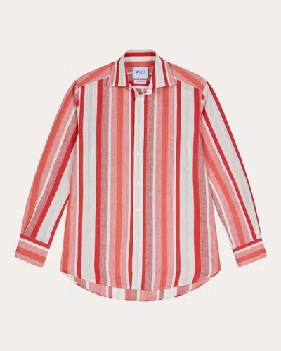With Nothing Underneath Women's The Boyfriend Striped Linen-cotton Blend Shirt In Red
