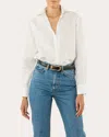 With Nothing Underneath Women's The Boyfriend Woven Linen-cotton Button-up Top In White