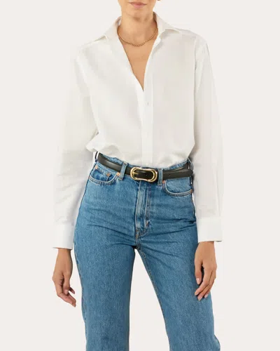 With Nothing Underneath Women's The Boyfriend Woven Linen-cotton Button-up Top In White