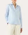 With Nothing Underneath Women's The Classic Brushed Cotton-wool Button-up Shirt In Blue