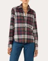 With Nothing Underneath Women's The Classic Brushed Plaid Cotton Wool Button-up Top In Red