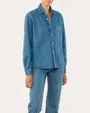 With Nothing Underneath Women's The Classic Cotton Denim Button-up Shirt In Blue