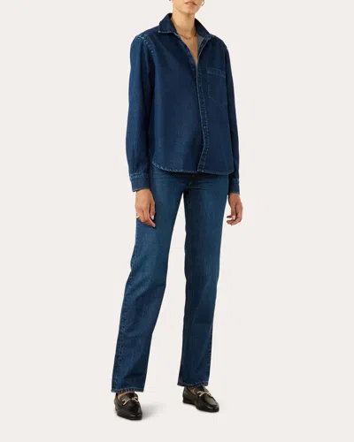 With Nothing Underneath Women's The Classic Cotton Denim Button-up Shirt In Blue