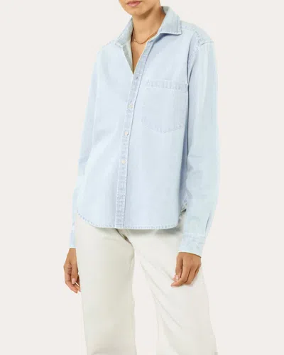 With Nothing Underneath Women's The Classic Denim Button-up Top In Blue