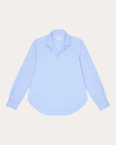 With Nothing Underneath Women's The Classic Fine Poplin Button-up Top In Blue