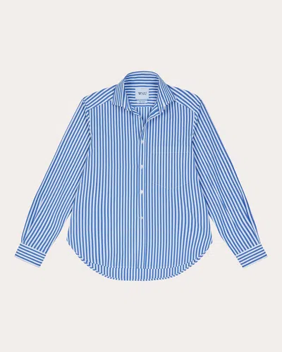 With Nothing Underneath Women's The Classic Striped Cotton-poplin Shirt In Blue
