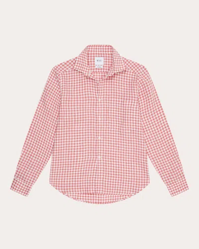 With Nothing Underneath Women's The Classic Gingham-print Linen Shirt In Red