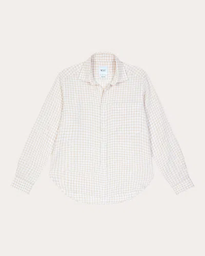 With Nothing Underneath Women's The Classic Gingham-print Linen Shirt In White