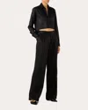 With Nothing Underneath Women's The Cropped Satin Button-up Shirt In Black