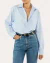 With Nothing Underneath Women's The Oversized Oxford Cotton Button-up Shirt In Blue