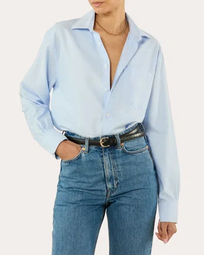 With Nothing Underneath Women's The Oversized Oxford Cotton Button-up Shirt In Blue