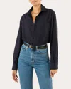 With Nothing Underneath Women's The Oversized Oxford Cotton Button-up Shirt In Blue