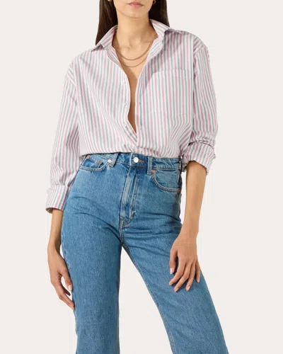 With Nothing Underneath Women's The Oversized Stripe Oxford Cotton Button-up Shirt In Red