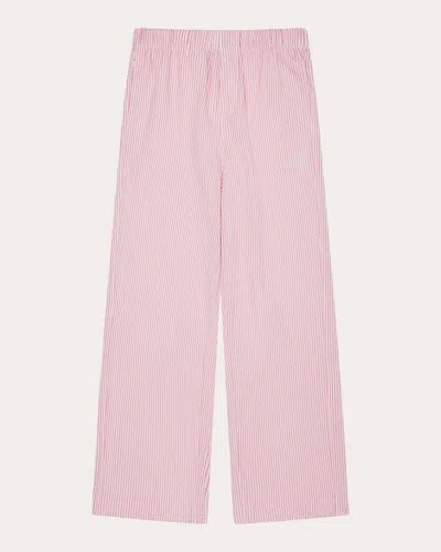 With Nothing Underneath Women's The Palazzo Stripe Seersucker Cotton Pull-on Pants In Pink