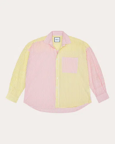 With Nothing Underneath Women's The Weekend Seersucker Shirt In Pink And Yellow
