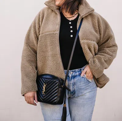 Withblack Faux Sherpa Jacket In Brown
