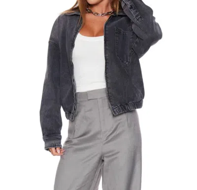 Withblack Jackie Denim Bomber Jacket In Gray In Multi