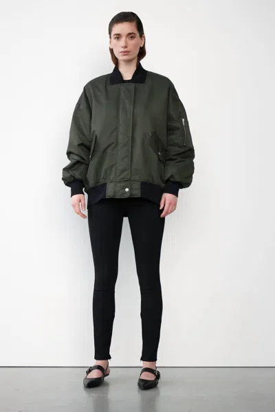 Withblack Kally Bomber Jacket In Grape Leaf Green In Multi