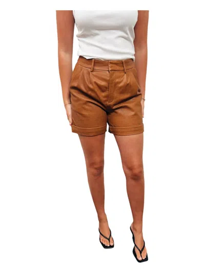 Withblack Leather Trouser Short In Cognac In Green