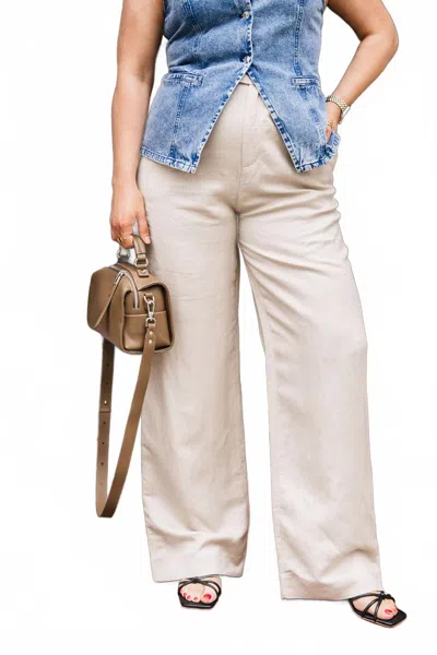 Withblack Linen Trouser Pants In Khaki In Neutral
