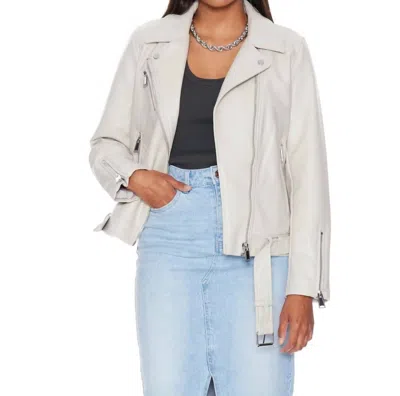Withblack Melissa Faux Leather Biker Jacket In Cream In White